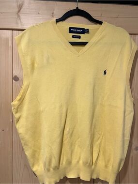Ralph Lauren Polo Golf Men's Yellow V-Neck Sweater Vest Size XL ⛳️🏇